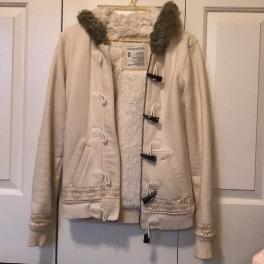 Hooded Zipper Hoodie Lined with Fauc fur